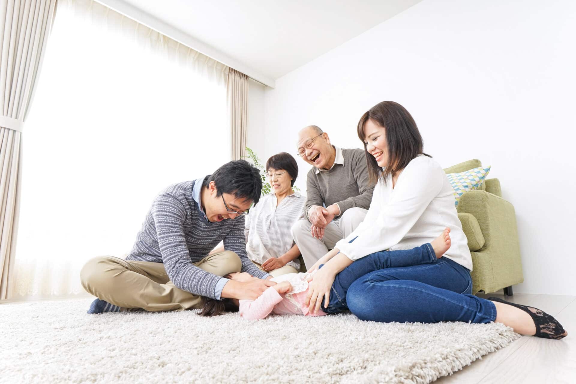 Multi-generational family spending time at home